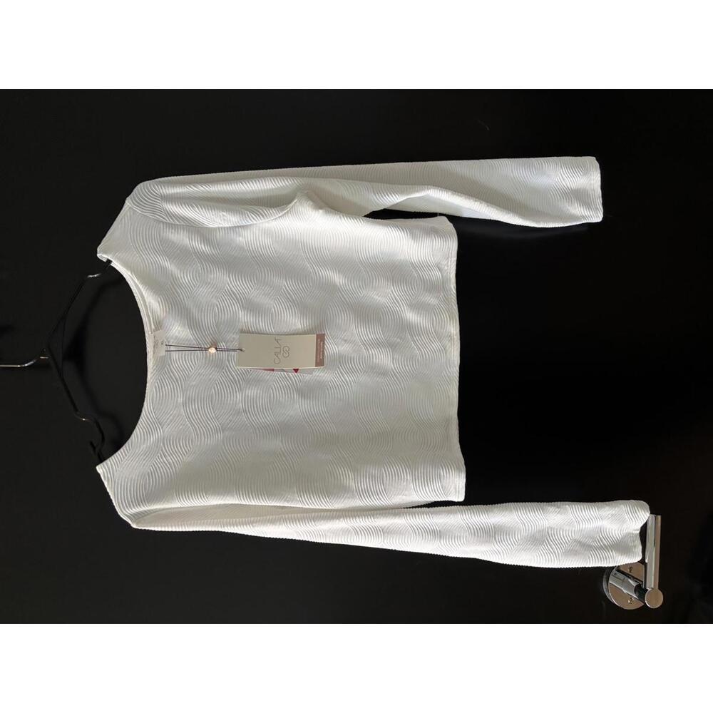Calia Women's XL Crop Swim Shirt - Pure White Waves